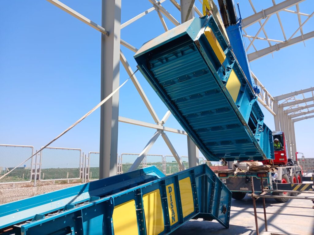 Mechanical sorting equipment installation at the Belqas waste recycling plant