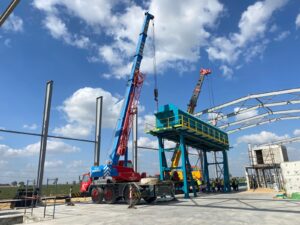 Installation work at Kafr El Sheikh municipal solid waste recycling plant