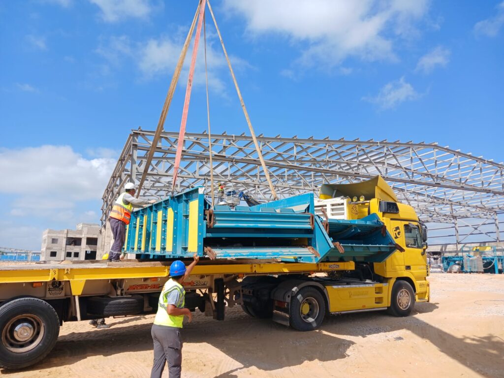Waste treatment equipment under installation at the Belqas MBT facility